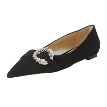 周仰杰（JIMMY CHOO ）女士尖头平底鞋  SARESA FLAT UCB 214 BLACK CRYSTAL 35