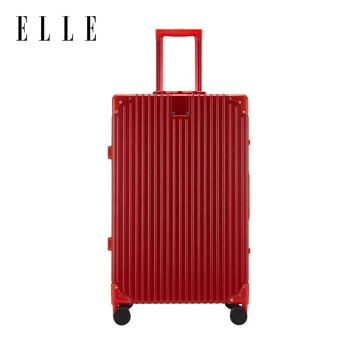 ELLE法国24英寸红色结婚陪嫁婚箱行李箱TSA密码拉杆箱女士旅行箱