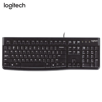 罗技 有线键盘 办公键盘 USB口全尺寸家用办公电脑台式机笔记本通用防泼溅有线键盘 K120 黑色