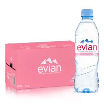 依云（Evian）进口天然矿泉水330ml*24瓶整箱进口矿泉水饮用水泡茶水会议室用水生活用水矿泉水 500ml*24瓶 整箱