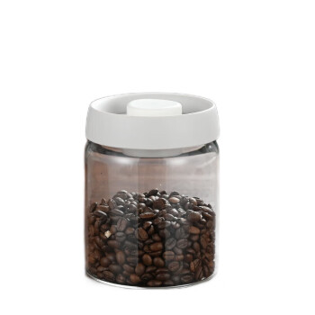冰悦咖啡罐防潮保鲜收纳罐透明玻璃茶叶罐密封储物罐 900ml（白盖）