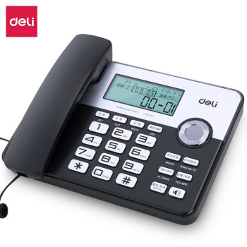 得力（deli)电话机座机 固定电话 办公家用  双接口  语音播报  795 黑zyf