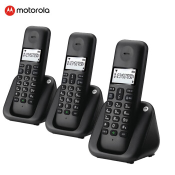 摩托罗拉（Motorola）T302C 背光电话机 数字无绳子母机 中文菜单屏幕单机 办公家用座机 黑色一拖二