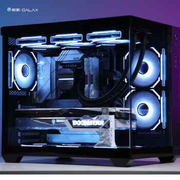 影驰 沐光PLUS黑色海景房电脑机箱（无立柱/快拆结构/兼容背插主板/ATX主板/360水冷/双USB3.0）