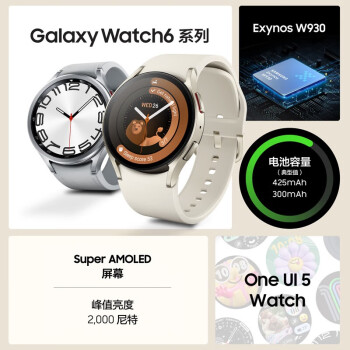 三星(Samsung) Watch6 eSIM独立通话/智能手表/运动电话手表/ECG心电分析/健康监测 44mm 星系银