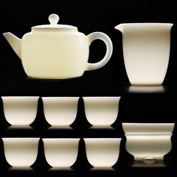 豪峰 整套白瓷功夫茶具套装家用中国白羊脂玉瓷功夫泡茶壶器茶杯茶壶