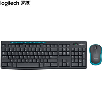 罗技（Logitech）无线键鼠套装 全尺寸键盘USB连接笔记本电脑台式机无线鼠标套装带2.4G接收器便携 MK275 黑蓝色
