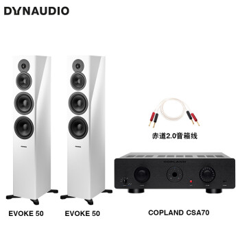 丹拿（DYNAUDIO）HiFi音响功放套装 重现Evoke 50无源落地音箱 白色+CSA70合并式功放+Atlas赤道音箱线