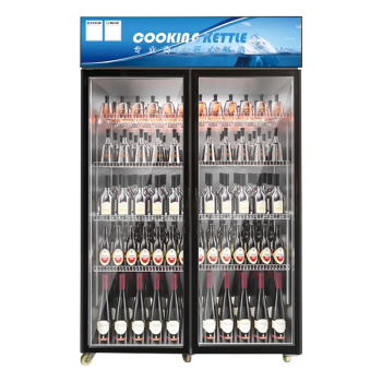 雪族COOKING KETTLE展示柜冷藏大容量饮料柜冰柜商用保鲜超市玻璃门冰箱风冷无霜双门立式啤酒柜