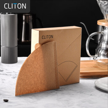 CLITON咖啡滤纸 原木便携滴漏式手冲咖啡粉过滤网 滴漏式手冲咖啡过滤V型滤杯用滤纸 100张CL-CF12