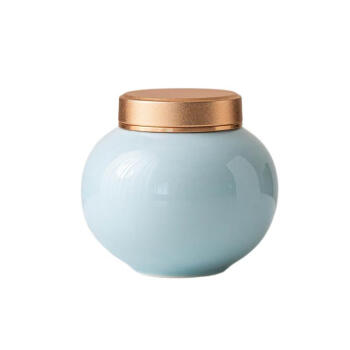 水墨当清 陶瓷茶叶罐便携家用密封罐红茶绿茶罐创意摆件香粉罐 淡蓝色