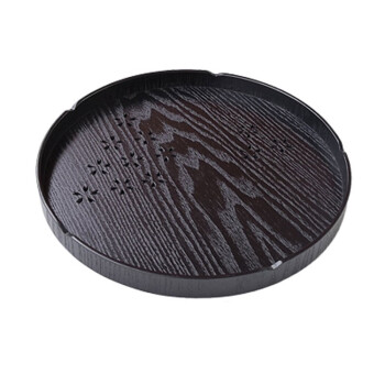 象顿 茶盘托盘家用木质茶盘圆形 黑色樱花圆盘30*2.5cm