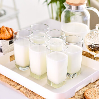 Ocean泰国进口玻璃杯牛奶杯早餐杯果汁杯四方水杯320ml六只装