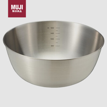 无印良品（MUJI）不锈钢盆 餐具 家用和面盆洗菜盆沙拉拌菜 银色L 直径22*高9.5cm