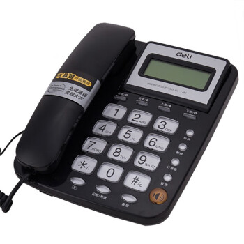 得力（deli）电话机座机 固定电话 办公家用 翻转屏幕  781 黑色
