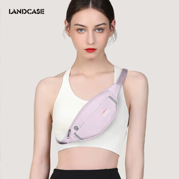 Landcase运动腰包女休闲跑步胸包大容量手机包挎包多功能户外腰带包2821紫