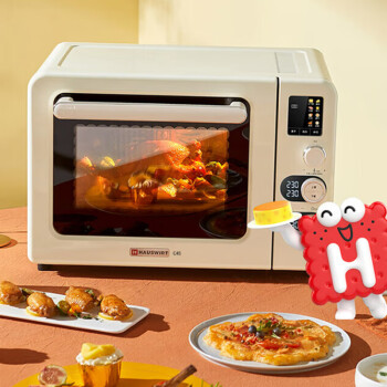 海氏（Hauswirt）家用多功能电烤箱40L大容量智能菜单果干机空气炸锅烤箱一体机C45奶米白