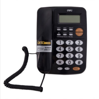 得力（deli）来电显示办公家用电话机固定电话座机有线酒店前台客服电话壁挂话机固话机固话座机 780黑色
