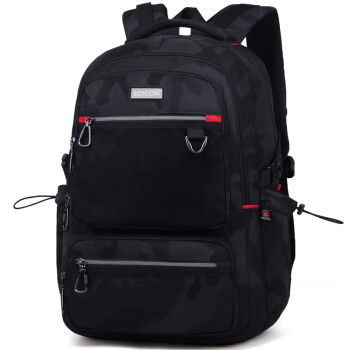 Edison高中生书包大容量初中大学生反光双肩包旅行背包 K052-5G迷彩黑