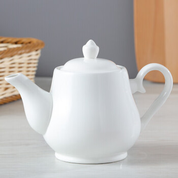 璞实茶器 璞大容量茶壶大号单壶白瓷中式陶瓷圆形咖啡花茶具