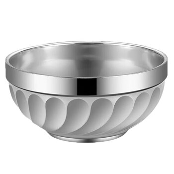 丹诗致远 百合碗 普通款 双层碗不锈钢碗家用食堂打饭碗铁碗 11.5cm