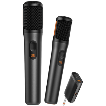 JBL PartyBox Wireless Mic 无线一拖二麦克风话筒 UHF双声道无线接收器 家庭KTV 黑色\t