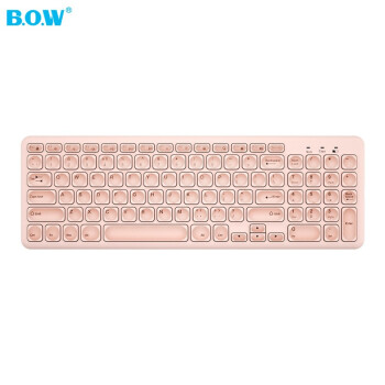 航世（BOW）HW256C 无线键盘 超薄便携巧克力键盘 防泼溅 笔记本台式办公通用键盘 外接USB数字键盘 粉色