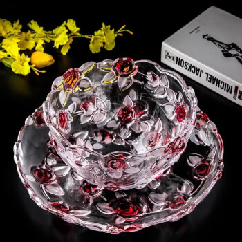 弗莱文茨 家居欧式玫瑰水晶玻璃果盘水果盘干果盘茶盘玻璃盘玻璃果盘