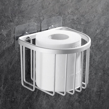 富居(FOOJO)厕纸盒置物架 免打孔太空铝纸巾盒厕纸篓 圆形亚光银