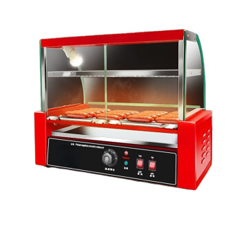 苏勒    烤肠机商用小型全自动控温台式烤香肠火腿肠机摆摊  5管单温控（进口304滚轴+置物架+玻璃门）