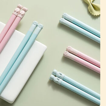 利瑞芬儿童专用合金筷子可爱猫爪筷熊熊筷家用耐高温6-12岁