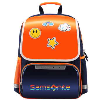 新秀丽（Samsonite）学生书包儿童男女孩双肩包健康抗菌TU6*91012蓝色/橙色1-3年级