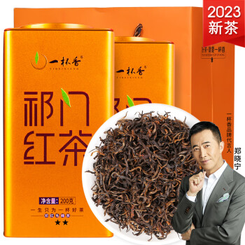 一杯香茶叶2023新茶祁门红茶安徽高山嫩芽一级工夫红茶罐装礼盒400g