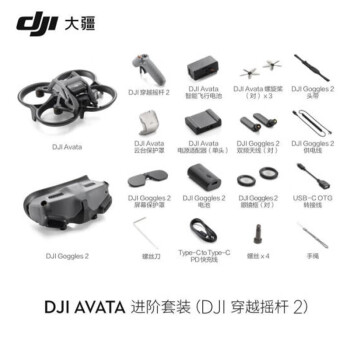 大疆飞行器 DJI Avata 进阶套装【 穿越摇杆 2】+ 畅飞配件包 轻小型沉浸式 飞行眼镜体感遥控飞机