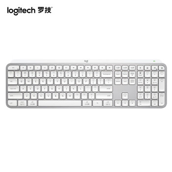 logitech 罗技MX Keys S 无线蓝牙 超薄全尺寸键盘 高端商务办公人体工学铝制外壳智能背光预设指令  灰白色