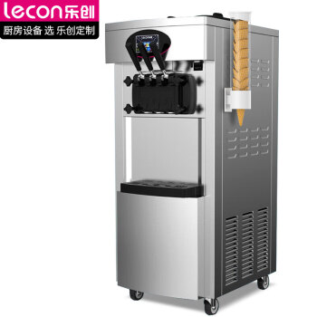 乐创（lecon）冰淇淋机商用全自动甜筒机圣代机立式双压 品牌压缩机 预冷保鲜7天免清洗 YKF-8228H