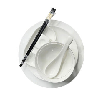 扬格  餐具单品DIY自由搭配 景德镇骨瓷餐具家用碗盘饭8件套 纯白套装