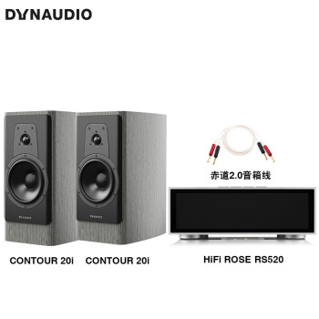 丹拿（DYNAUDIO）HiFi音响功放套装 轮廓Contour 20i无源书架音箱 北欧银+RS520高清流媒体功放机+Atlas赤道音箱线