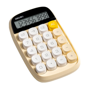 得力（deli） 耐磨圆点按键手感舒适10位数显 时尚学生专用黄色小巧计算器 