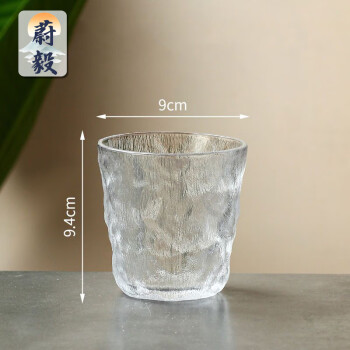 蔚毅 酒杯玻璃杯水杯家用茶杯磨砂带盖啤酒果汁冰川杯 矮款-透明