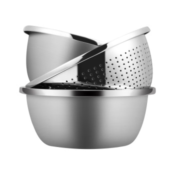 康巴赫（KBH）不锈钢盆和面盆家用厨房打蛋盆漏盆汤洗菜盆套装盆筛