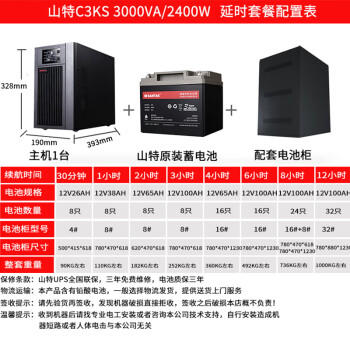 山特（SANTAK）UPS不间断电源C3KS 3000VA/2400W单主机需配电池使用 