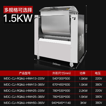 麦大厨和面机全自动多功能搅拌食堂揉面机电动厨师机 单相低噪音200KG/H380V MDC-CJ-RQMJ-HWH25-380V