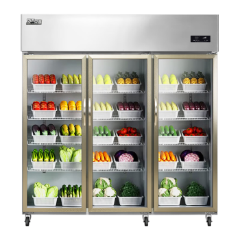 顶邦（DINGBANG) 保鲜展示柜商用 冷藏三门水果蔬菜保鲜柜 立式玻璃展示饮料柜 超市便利店冰箱BC-1300