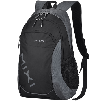 米熙电脑包双肩包女休闲运动旅行背包大容量书包男20英寸黑灰色M5005