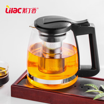 紫丁香 茶壶耐热玻璃大容量花草茶壶304不锈钢过滤内胆易清洁茶具泡茶器