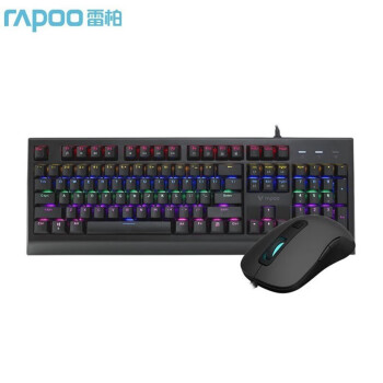 雷柏（Rapoo）有线游戏机械键鼠套装 混光灯效 usb口104键 双色注塑键帽 耐磨耐用 V185（黑色）