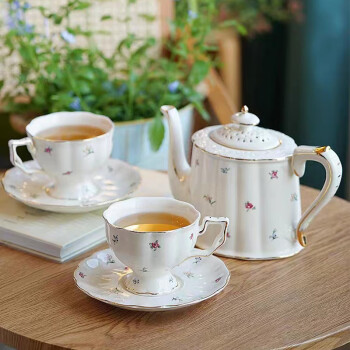 欧品缘咖啡杯套装英式经典复古咖啡杯套装杯碟陶瓷英式金边大茶杯
