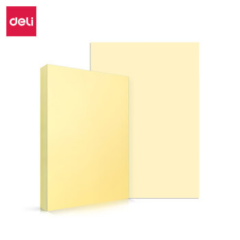 得力（deli）浅黄色复印纸 彩色打印纸 儿童手工折纸彩纸 卡纸 A4 80g 100张/包 7757