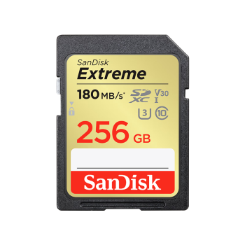 闪迪（SanDisk）256GB SD内存卡 4K V30 U3 C10 至尊极速相机存储卡 读速180MB/s 写速130MB/s 高速连拍 坚固耐用